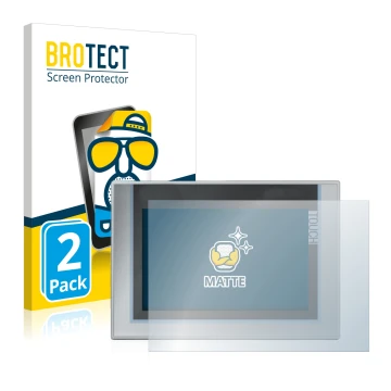 Parte frontal de un envase de producto con el logotipo de la marca BROTECT. Al lado se muestra el dispositivo Siemens Simatic 