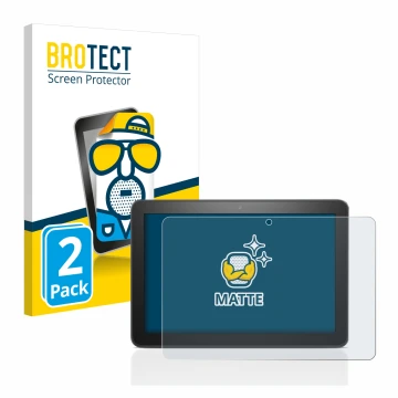 Parte frontal de un envase de producto con el logotipo de la marca BROTECT. Al lado se muestra el dispositivo Amazon Fire HD 8