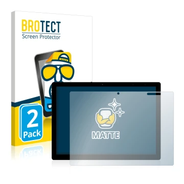 Parte frontal de un envase de producto con el logotipo de la marca BROTECT. Al lado se muestra el dispositivo Chuwi UBook X co