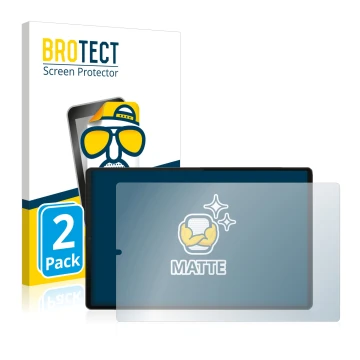 Parte frontal de un envase de producto con el logotipo de la marca BROTECT. Al lado se muestra el dispositivo Lenovo Tab M10 F