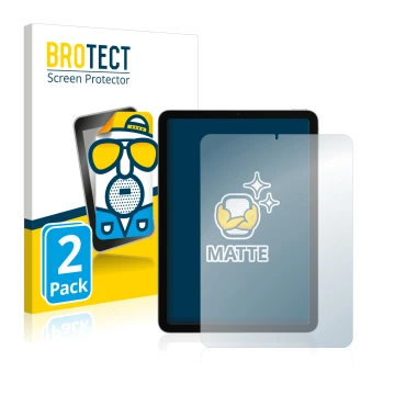 Parte frontal de un envase de producto con el logotipo de la marca BROTECT. Al lado se muestra el dispositivo Apple iPad Air 4