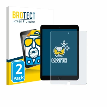 Parte frontal de un envase de producto con el logotipo de la marca BROTECT. Al lado se muestra el dispositivo Apple iPad 10.2