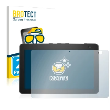 Parte frontal de un envase de producto con el logotipo de la marca BROTECT. Al lado se muestra el dispositivo Amazon Echo Show