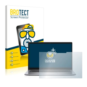 Parte frontal de un envase de producto con el logotipo de la marca BROTECT. Al lado se muestra el dispositivo Dell Latitude 74