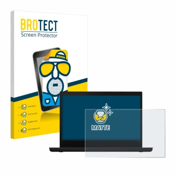 Parte frontal de un envase de producto con el logotipo de la marca BROTECT. Al lado se muestra el dispositivo Lenovo ThinkPad 