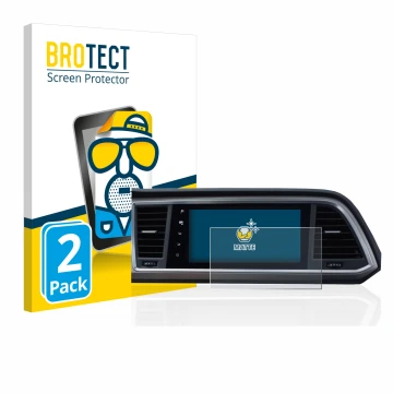 Parte frontal de un envase de producto con el logotipo de la marca BROTECT. Al lado se muestra el dispositivo Seat Ateca Style