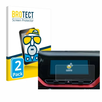 Parte frontal de un envase de producto con el logotipo de la marca BROTECT. Al lado se muestra el dispositivo Kia E-Niro 2020 