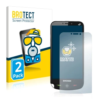 Parte frontal de un envase de producto con el logotipo de la marca BROTECT. Al lado se muestra el dispositivo Brondi Amico Dua