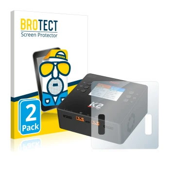 Parte frontal de un envase de producto con el logotipo de la marca BROTECT. Al lado se muestra el dispositivo ISDT Smart Duo C