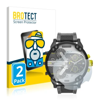 Parte frontal de un envase de producto con el logotipo de la marca BROTECT. Al lado se muestra el dispositivo Diesel DZ7422 Mr