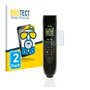 Parte frontal de un envase de producto con el logotipo de la marca BROTECT. Al lado se muestra el dispositivo RigExpert Stick 