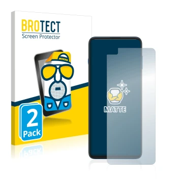 Parte frontal de un envase de producto con el logotipo de la marca BROTECT. Al lado se muestra el dispositivo Motorola G100 co