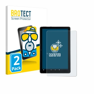 Parte frontal de un envase de producto con el logotipo de la marca BROTECT. Al lado se muestra el dispositivo Amazon Fire HD 1