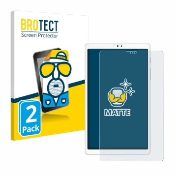Parte frontal de un envase de producto con el logotipo de la marca BROTECT. Al lado se muestra el dispositivo Samsung Galaxy T