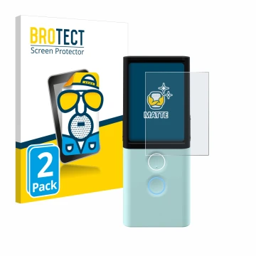 Parte frontal de un envase de producto con el logotipo de la marca BROTECT. Al lado se muestra el dispositivo Vasco Translator