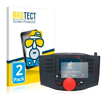 Parte frontal de un envase de producto con el logotipo de la marca BROTECT. Al lado se muestra el dispositivo Märklin Mobile S