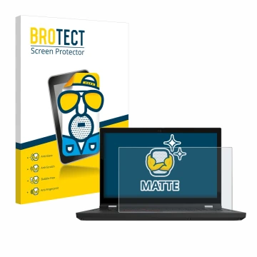 Parte frontal de un envase de producto con el logotipo de la marca BROTECT. Al lado se muestra el dispositivo Lenovo ThinkPad 