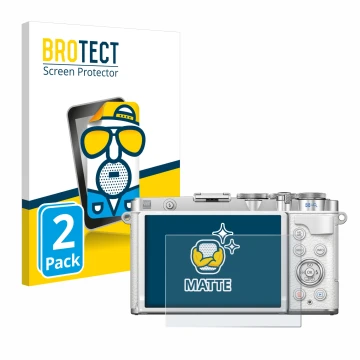 Parte frontal de un envase de producto con el logotipo de la marca BROTECT. Al lado se muestra el dispositivo Olympus PEN E-P7