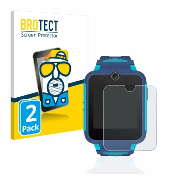 Parte frontal de un envase de producto con el logotipo de la marca BROTECT. Al lado se muestra el dispositivo TCL Movetime Fam