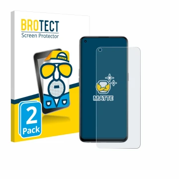 Parte frontal de un envase de producto con el logotipo de la marca BROTECT. Al lado se muestra el dispositivo realme GT Master