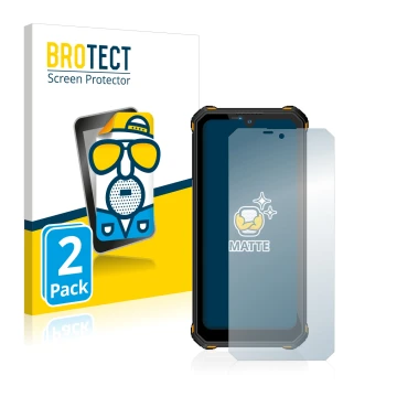 Parte frontal de un envase de producto con el logotipo de la marca BROTECT. Al lado se muestra el dispositivo Oukitel WP15 5G 