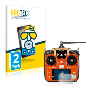 Parte frontal de un envase de producto con el logotipo de la marca BROTECT. Al lado se muestra el dispositivo RadioLink AT10II