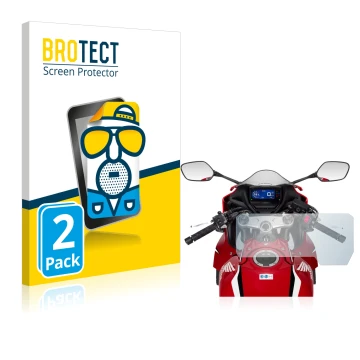 Parte frontal de un envase de producto con el logotipo de la marca BROTECT. Al lado se muestra el dispositivo Honda CBR650R 20