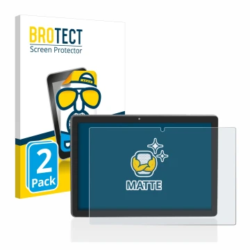 Parte frontal de un envase de producto con el logotipo de la marca BROTECT. Al lado se muestra el dispositivo Majestic Tab-912