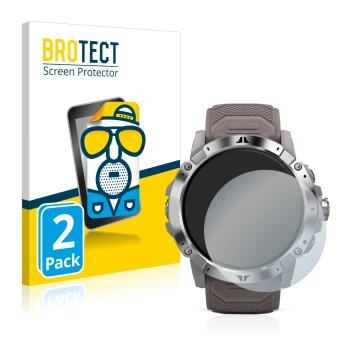 Parte frontal de un envase de producto con el logotipo de la marca BROTECT. Al lado se muestra el dispositivo Coros Vertix 2 c