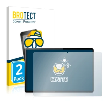 Parte frontal de un envase de producto con el logotipo de la marca BROTECT. Al lado se muestra el dispositivo Lenovo Tab P12 P