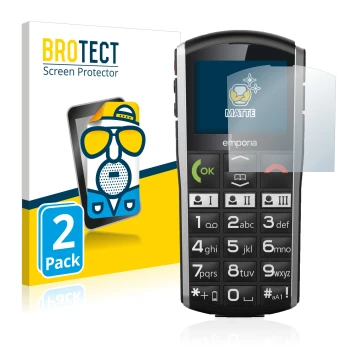 Parte frontal de un envase de producto con el logotipo de la marca BROTECT. Al lado se muestra el dispositivo Emporia Simplici