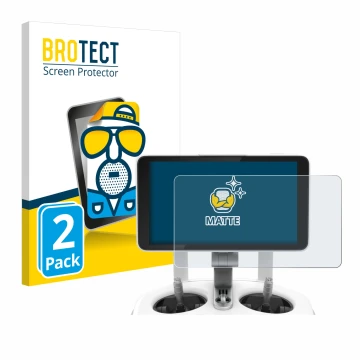 Parte frontal de un envase de producto con el logotipo de la marca BROTECT. Al lado se muestra el dispositivo DJI Phantom 4 Pr