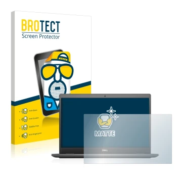 Parte frontal de un envase de producto con el logotipo de la marca BROTECT. Al lado se muestra el dispositivo Dell Latitude 35