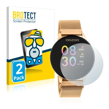 Parte frontal de un envase de producto con el logotipo de la marca BROTECT. Al lado se muestra el dispositivo Oozoo Q00117 con