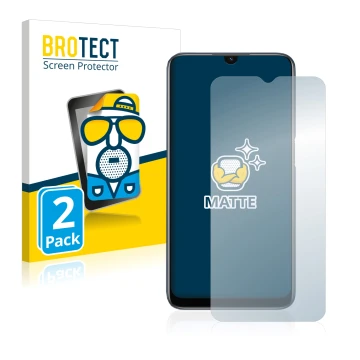 Parte frontal de un envase de producto con el logotipo de la marca BROTECT. Al lado se muestra el dispositivo Oppo A54s con su