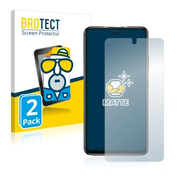 Parte frontal de un envase de producto con el logotipo de la marca BROTECT. Al lado se muestra el dispositivo Xiaomi Poco M4 P
