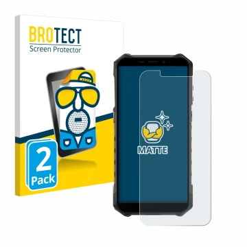 Parte frontal de un envase de producto con el logotipo de la marca BROTECT. Al lado se muestra el dispositivo Ulefone Armor X9