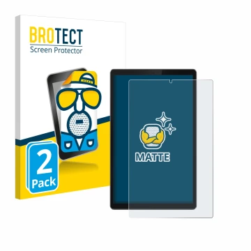 Parte frontal de un envase de producto con el logotipo de la marca BROTECT. Al lado se muestra el dispositivo Lenovo Tab TB-X3