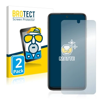 Parte frontal de un envase de producto con el logotipo de la marca BROTECT. Al lado se muestra el dispositivo Xiaomi Redmi Not