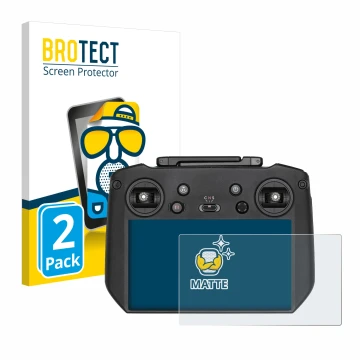 Parte frontal de un envase de producto con el logotipo de la marca BROTECT. Al lado se muestra el dispositivo DJI RC Pro con s