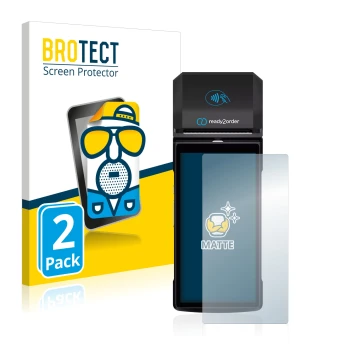 Parte frontal de un envase de producto con el logotipo de la marca BROTECT. Al lado se muestra el dispositivo Ready2order Read