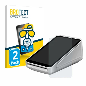 Parte frontal de un envase de producto con el logotipo de la marca BROTECT. Al lado se muestra el dispositivo Square Terminal 