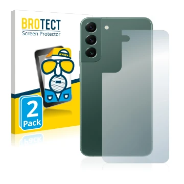 Parte frontal de un envase de producto con el logotipo de la marca BROTECT. Al lado se muestra el dispositivo Samsung Galaxy S