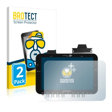 Parte frontal de un envase de producto con el logotipo de la marca BROTECT. Al lado se muestra el dispositivo Convergent Desig