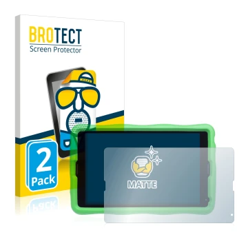 Parte frontal de un envase de producto con el logotipo de la marca BROTECT. Al lado se muestra el dispositivo MEDION Lifetab E