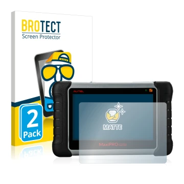 Parte frontal de un envase de producto con el logotipo de la marca BROTECT. Al lado se muestra el dispositivo Autel MaxiPRO MP