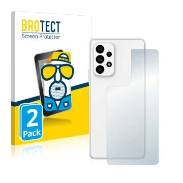Parte frontal de un envase de producto con el logotipo de la marca BROTECT. Al lado se muestra el dispositivo Samsung Galaxy A