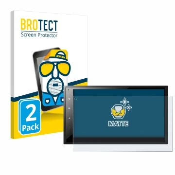 Parte frontal de un envase de producto con el logotipo de la marca BROTECT. Al lado se muestra el dispositivo Pioneer DMH-A340