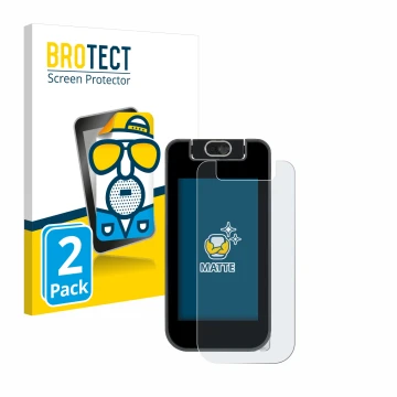 Parte frontal de un envase de producto con el logotipo de la marca BROTECT. Al lado se muestra el dispositivo Vtech KidiBuzz 3