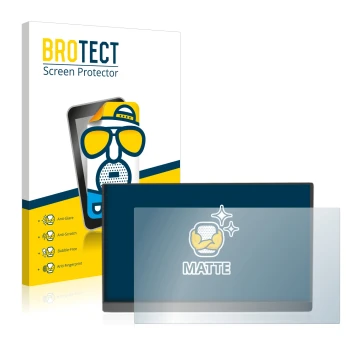Parte frontal de un envase de producto con el logotipo de la marca BROTECT. Al lado se muestra el dispositivo Arzopa 15.6